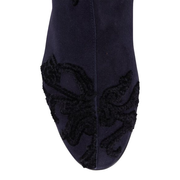 AGL Navy Blue Suede Embroidered Ankle Boot 50mm Womens Size 6.5 - Picture 7 of 8